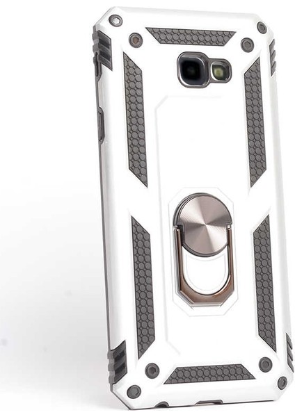 J4 Plus Kılıf Vega Standlı Yüzüklü Mıknatıslı Gümüş