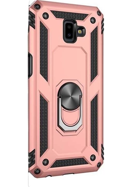 J6 Plus Kılıf Vega Standlı Yüzüklü Mıknatıslı Bronz