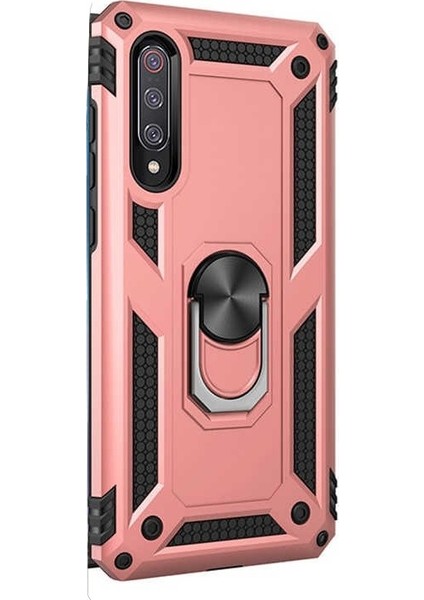 Xiaomi Mi 9 Kılıf Vega Standlı Yüzüklü Mıknatıslı+Nano Glass Bronz