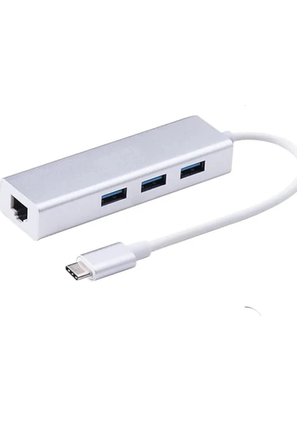 Type - C To Macbook 3 Port Usb Hub ve Gigabit Ethernet Adaptör ENT