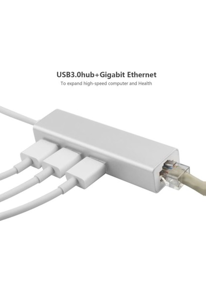 Type - C To Macbook 3 Port Usb Hub ve Gigabit Ethernet Adaptör ENT