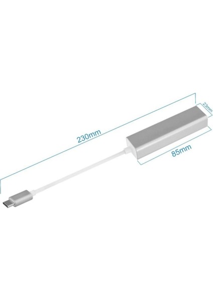 Type - C To Macbook 3 Port Usb Hub ve Gigabit Ethernet Adaptör ENT