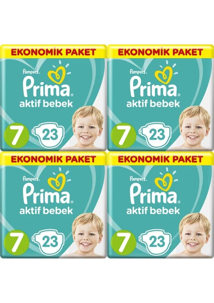 Aktif Bebek Ekonomik Paket 7 Numara 23 x 4=92 Adet Bez