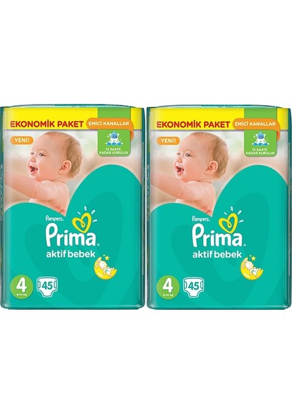 Aktif Bebek Ekonomik Paket 4 Numara 45 x 2=90 Adet Bebek Bezi