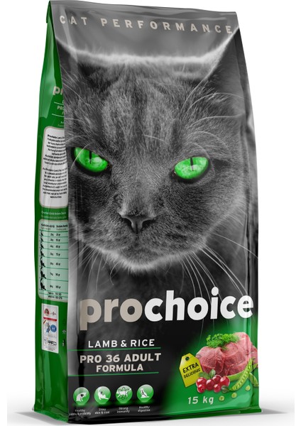 Prochoice Pro 36 Kuzu Ve Pirinçli Yetişkin Kedi Kuru Mama 15Kg