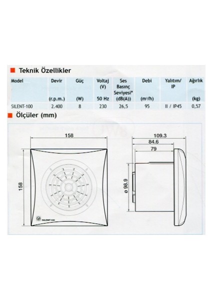 Silent 100 Cz Silver Gümüş Fan modelleri
