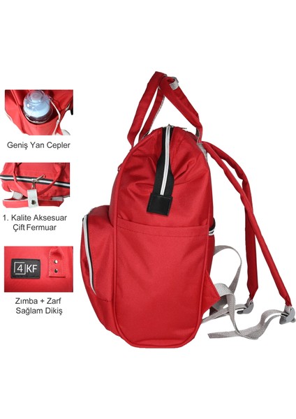 Anne Bebek Bakım Sırt Çantası Fonksiyonel Su Geçirmez Çanta Kırmızı fiyatları
