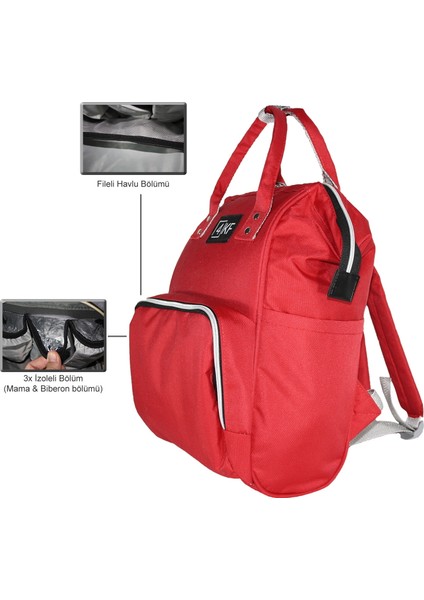 Anne Bebek Bakım Sırt Çantası Fonksiyonel Su Geçirmez Çanta Kırmızı modelleri