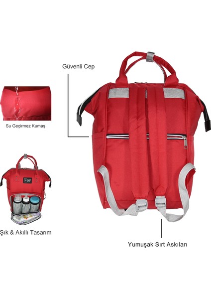 Anne Bebek Bakım Sırt Çantası Fonksiyonel Su Geçirmez Çanta Kırmızı indirimleri