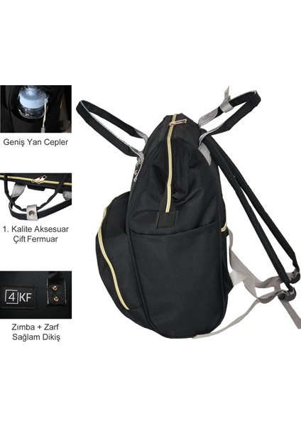 Anne Bebek Bakım Sırt Çantası Fonksiyonel Su Geçirmez Çanta Siyah fiyatları