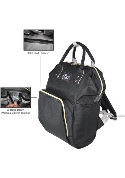 Anne Bebek Bakım Sırt Çantası Fonksiyonel Su Geçirmez Çanta Siyah modelleri