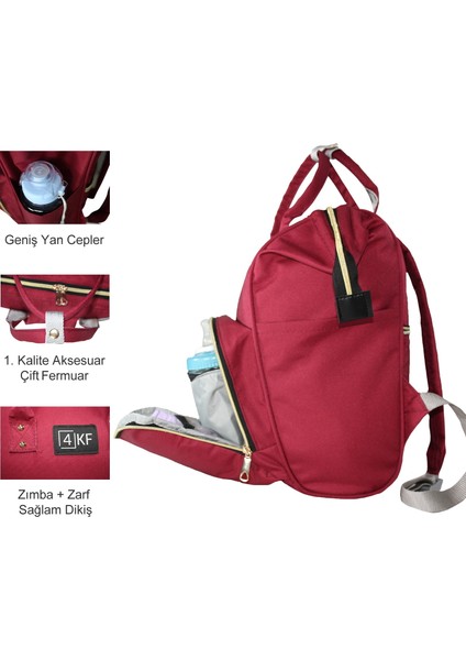 Anne Bebek Bakım Sırt Çantası Fonksiyonel Su Geçirmez Çanta Bordo fiyatları