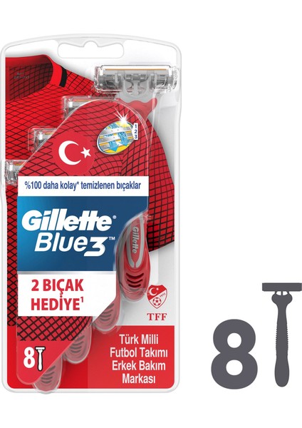 Blue3 8'li Milli Takım Özel Paketi Tıraş Bıçağı x 2 Adet + Klasik Bakım Tıraş Köpüğü 200 ml + Seyahat Çantası fiyatları