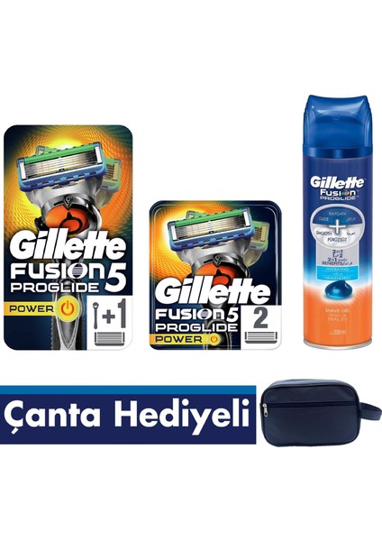 Fusion Proglide Flexball Power Tıraş Makinesi + 2'li Power Yedek + 200 ml Tıraş Jeli + Seyahat Çantası