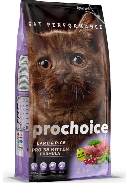 Prochoice Pro 38 Kuzulu ve Pirinçli Yavru Kedi Maması 2 kg