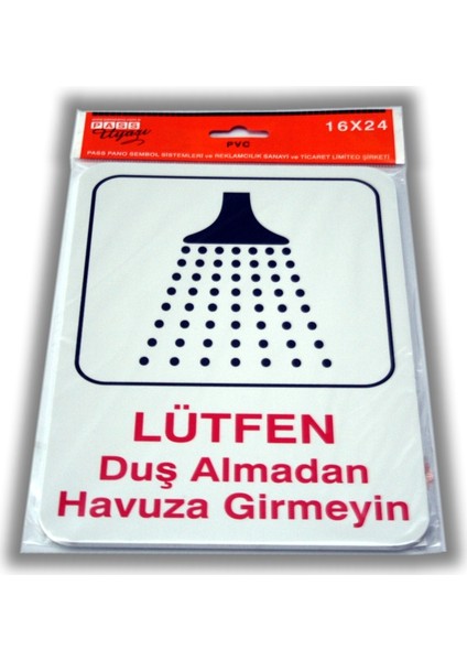 Pvc Foam LevhaDUŞ ALMADAN HAVUZA GİRMEYİNİZ 16 x 24 cm