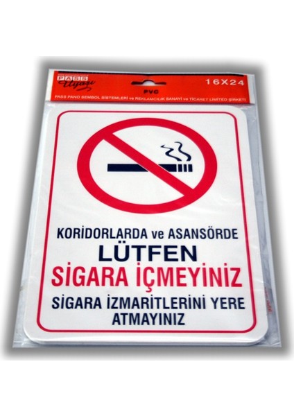 Pvc Foam Levha KORİDORDA SİGARA İÇİLMEZ 16 x 24 cm