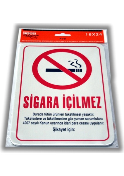 Pvc Foam Levha SİGARA İÇİLMEZ PARA CEZASI 16 x 24 cm