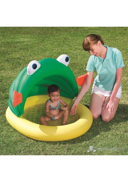 Üstü Kurbağa Figürlü Yarım Gölgelikli Çocuk Havuzu - 52162 ( 119 x 109 x 74 cm )