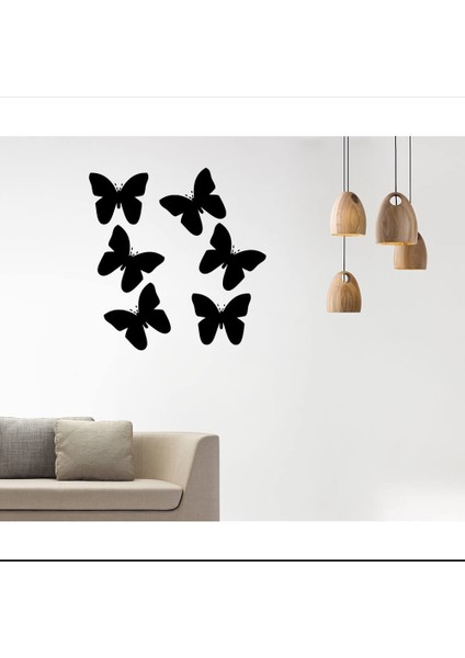 Uçan Kelebekler Sticker - Siyah 58 x 60 cm