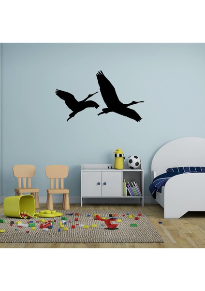 Uçan Leylek Sticker - Siyah 70 x 44 cm