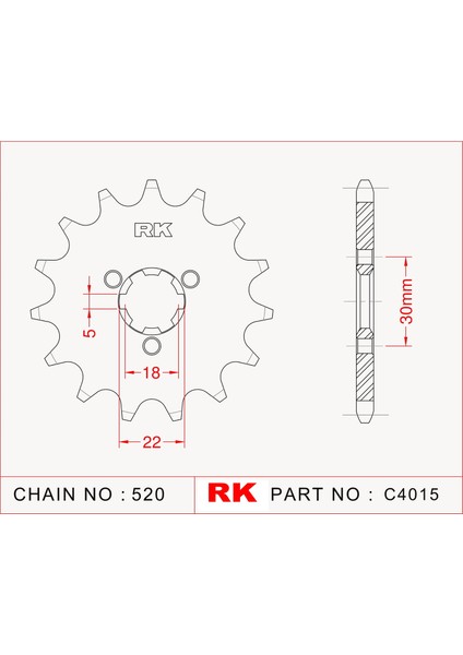 Kawasaki KX 125 RK Çelik Ön Dişli C4015-13 (2002-2008)