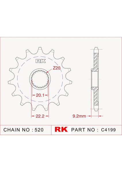 Kawasaki KX 250 F RK Çelik Ön Dişli C4199-13 (2006-2019)