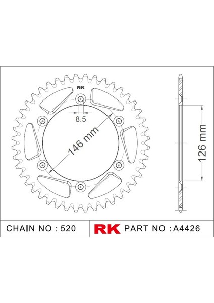 Suzuki RM 125 RK Aluminyum Arka Dişli A4426-51-1A (2006-2012)