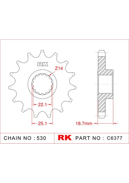 Ducati MULTISTRADA 1200 RK Çelik Ön Dişli C6377-15 (2010-2015)
