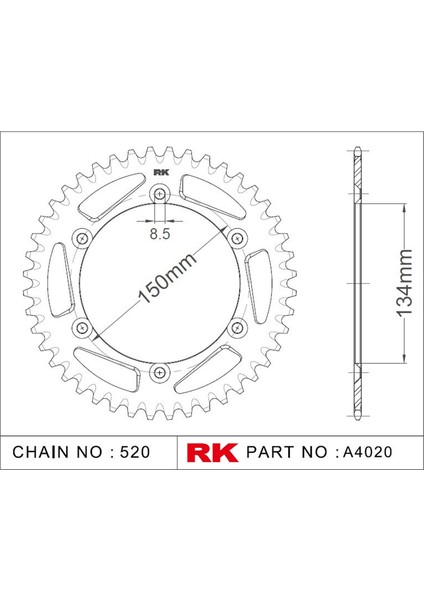 Kawasaki KX 250 F RK Aluminyum Arka Dişli A4020-48-1A (2004-2010)