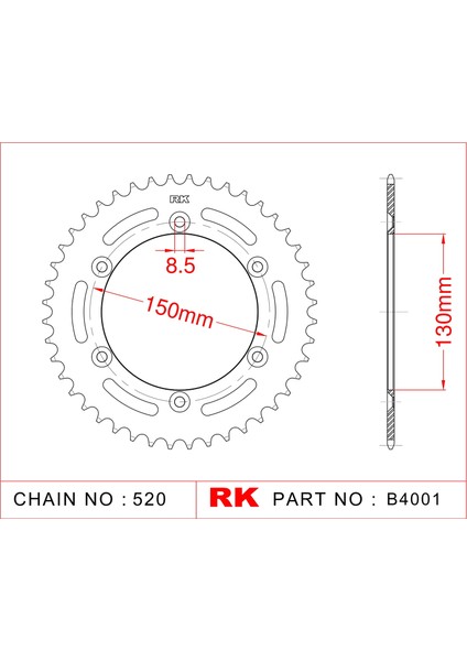 Yamaha WR 250 F RK Çelik Arka Dişli B4001-52 (2001-2006)