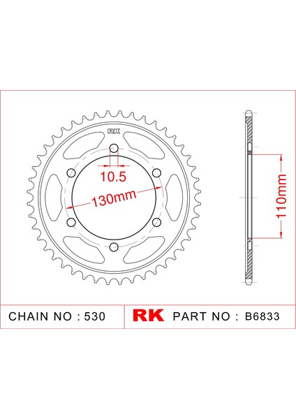 Suzuki GSX-R 1000 RK Çelik Arka Dişli B6833-42 (2009-2016)