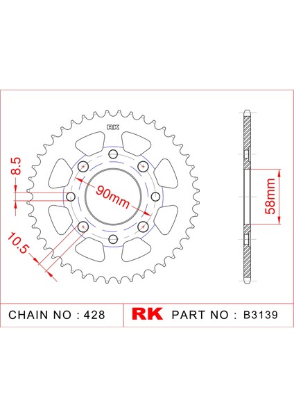 Honda CB 125 T RK Çelik Arka Dişli B3139-39 (1978-1982)