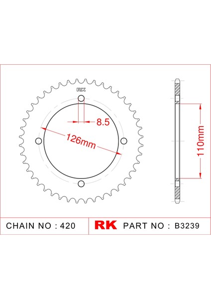 Kawasaki KLX 150 L RK Çelik Arka Dişli B3239-47 (2014-2015)
