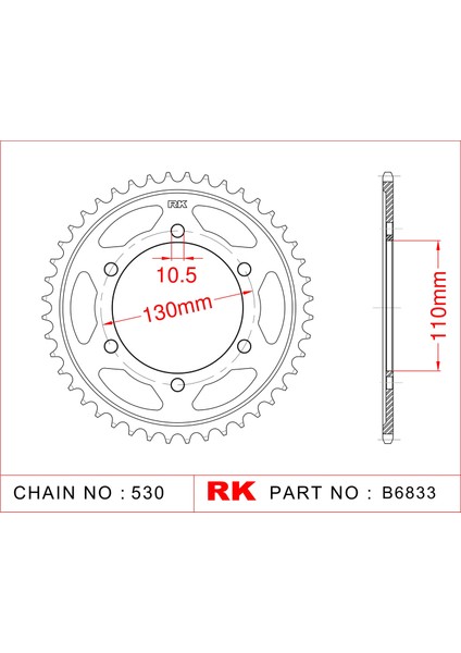 Yamaha YZF-R1 RK Çelik Arka Dişli B6833-47 (2009-2014)