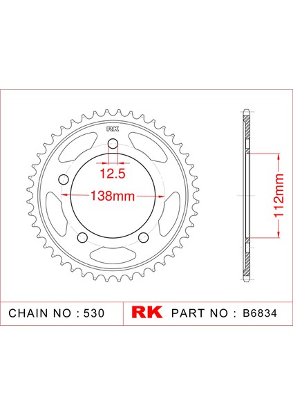 Honda CBR 1100 XX RK Çelik Arka Dişli B6834-44 (1997-2007)