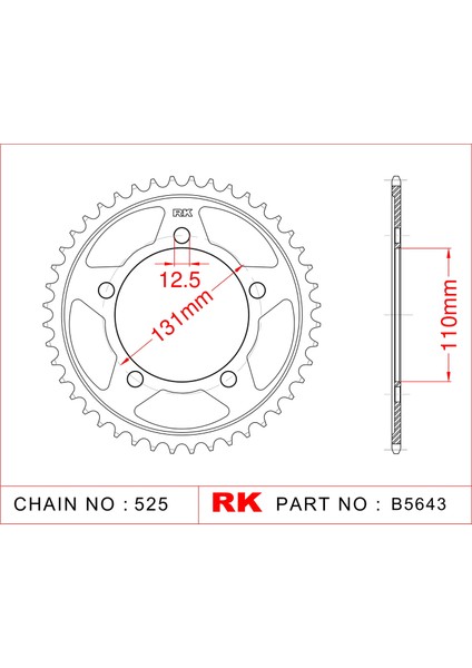 Bmw S 1000 RR RK Çelik Arka Dişli B5643-45 (2012-2018)