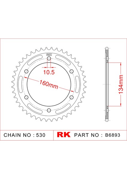 Honda CBR 954 RR RK Çelik Arka Dişli B6893-43 (2002-2003)