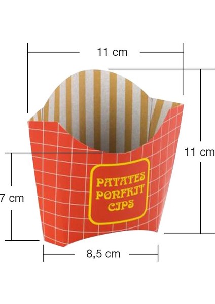 Ambalaj Pazarı Kızarmış Patates Kutusu - 100'lü