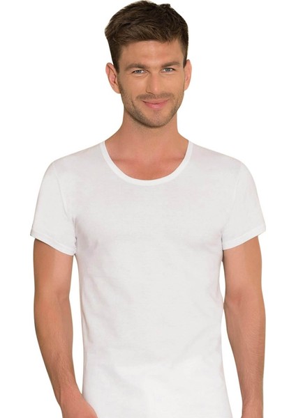 0301 Erkek Kısa Kollu Yaka Pamuklu Fanila T-shirt