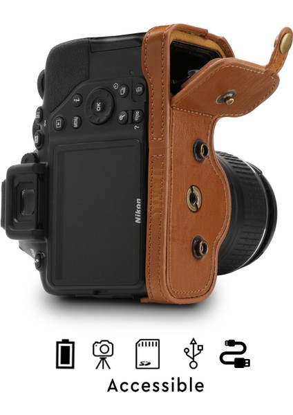 Nikon D3500 Suni Deri Kamera Çantası modelleri