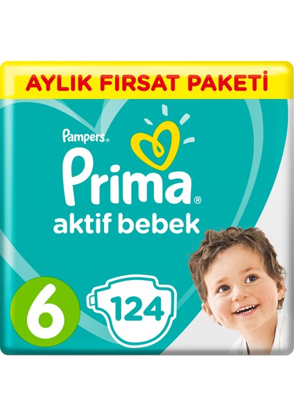 Bebek Bezi Aktif Bebek 6 Beden Junior Aylık Fırsat Paketi Paket 124 Lü