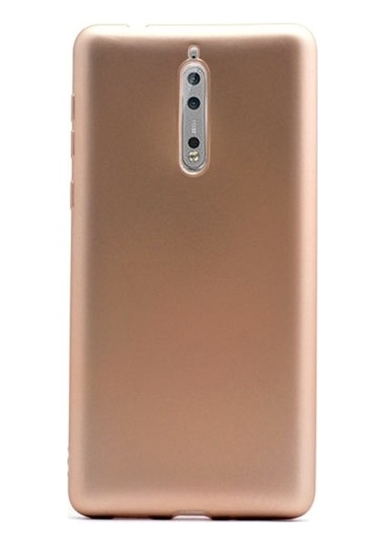 Nokia 8 Priming Mat Silikon Arka Kapak Kılıf Gold