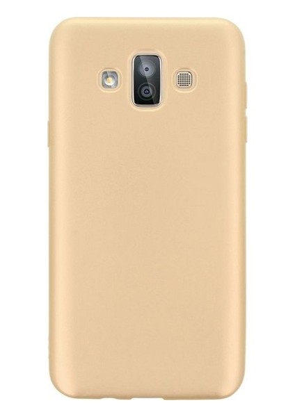 Samsung Galaxy J7 Duo Priming Mat Silikon Arka Kapak Kılıf Gold + Nano Ekran Koruyucu