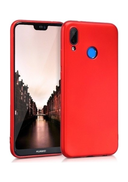 Huawei P20 Priming Mat Silikon Arka Kapak Kılıf Kırmızı + Nano Ekran Koruyucu