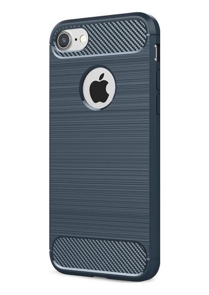 Apple iPhone 5S Kılıf Carbon Brushed Soft TPU Silikon Apple iPhone 5S Kılıf Lacivert