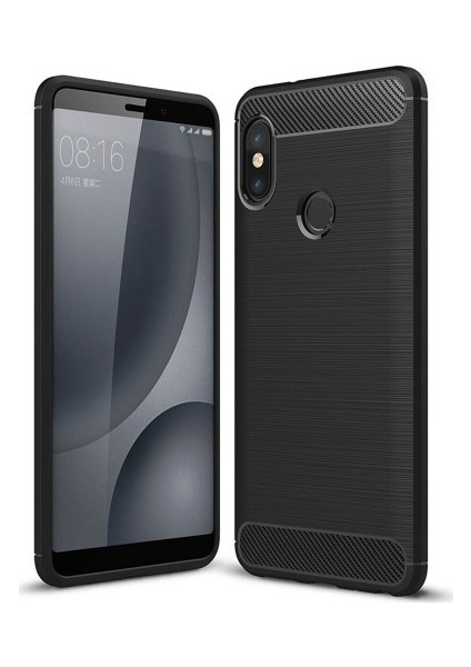 Xiaomi Mi A2 Kılıf Carbon Brushed Soft TPU Silikon Xiaomi Mi A2 Kılıf Siyah