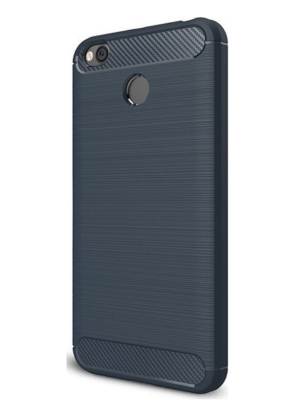 Xiaomi Redmi 4X Kılıf Carbon Brushed Soft TPU Silikon Kılıf Lacivert + Nano Ekran Koruyucu