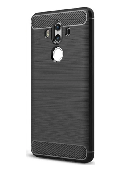 Huawei Mate 10 Pro Kılıf Carbon Brushed Soft TPU Silikon Mate 10 Pro Kılıf Siyah + Nano Ekran Koruyucu