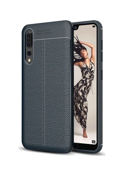 Huawei P20 Pro Missing Deri Leather TPU Silikon Kılıf Lacivert